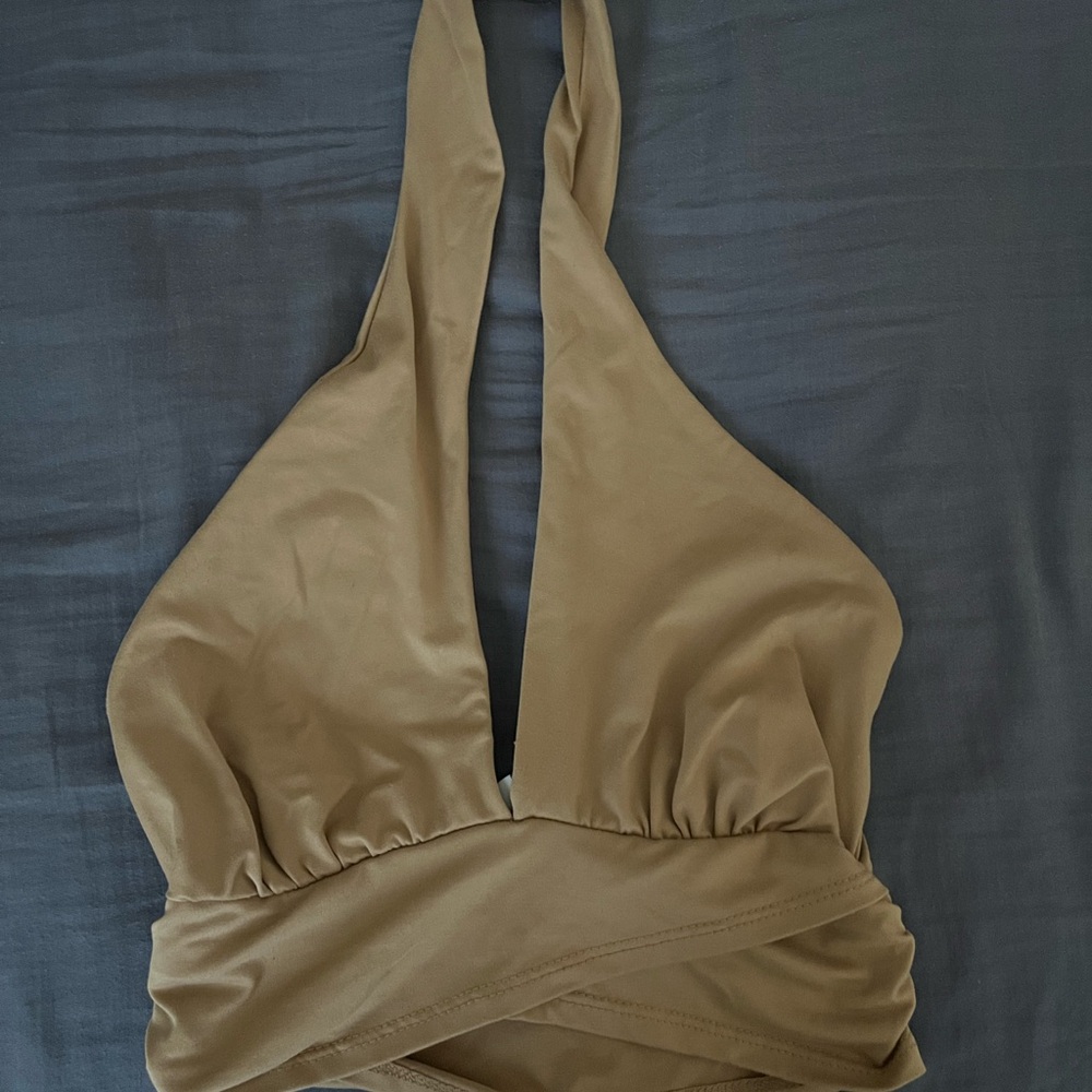 Gaze Tan Halter Crop Top